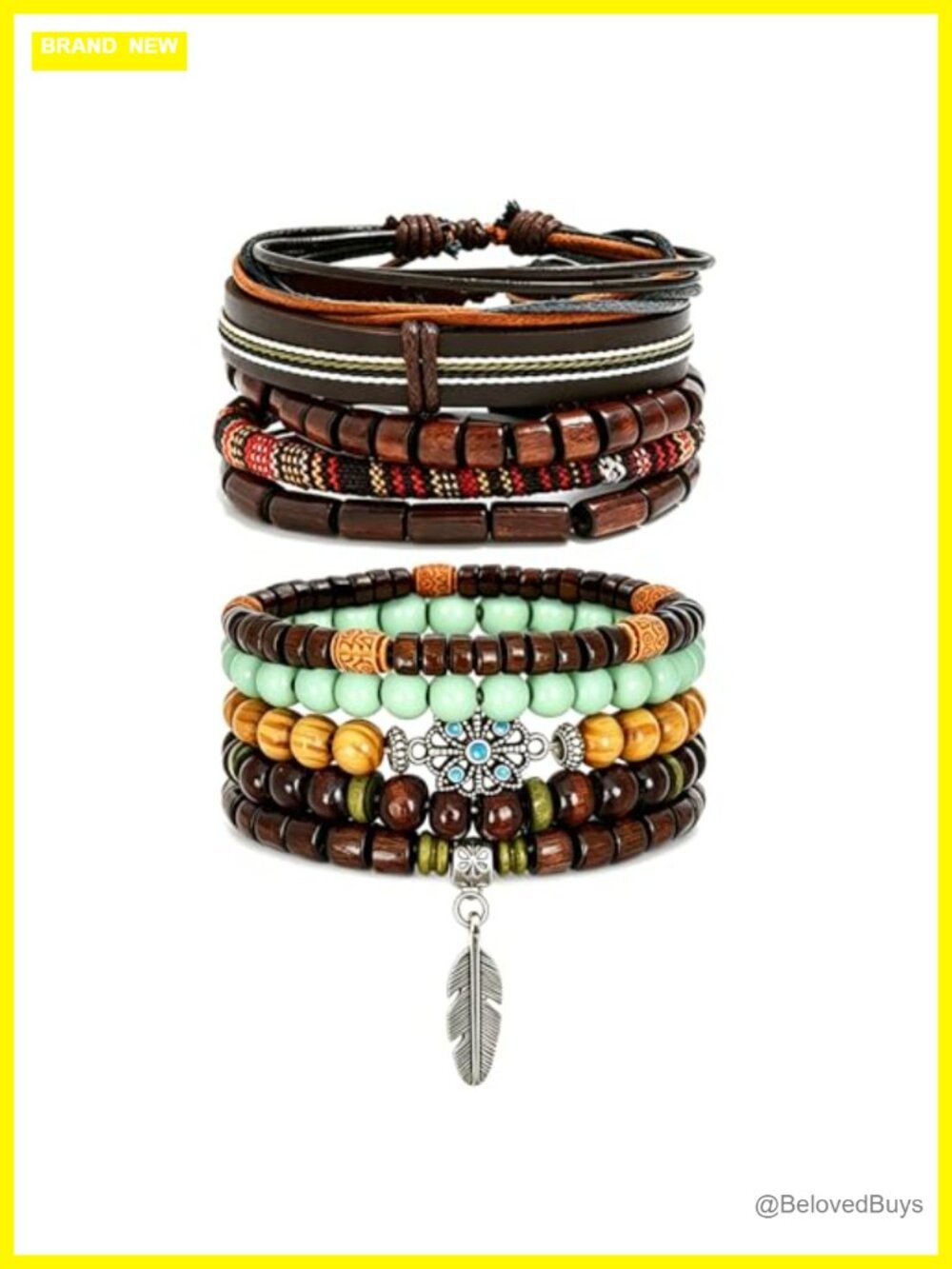 PU Leather Braided Bracelet Set Adjustable Wristband Punk Tribal